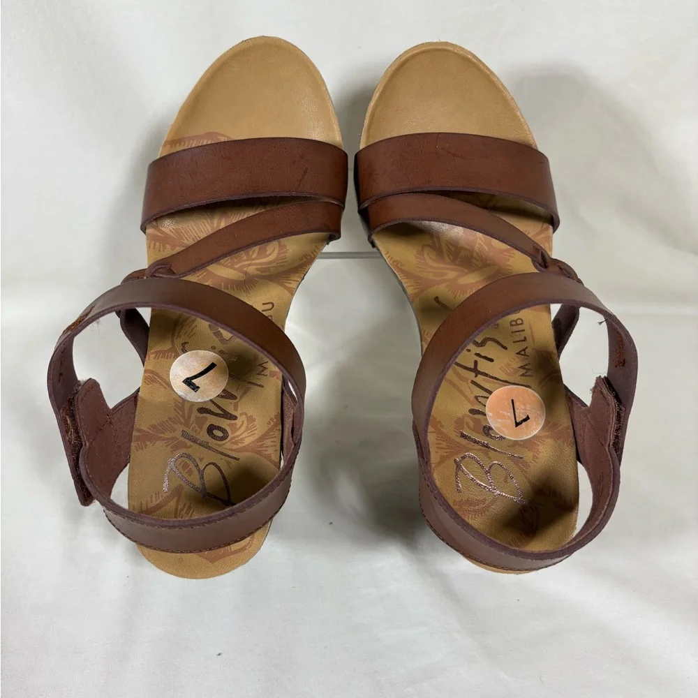Blowfish Malibu Hazard Braid Brown Cork Wedge Platform Sandals Women's 7 - Picture 5 of 10